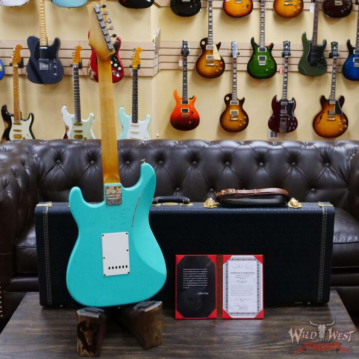 John Cruz Custom Guitars Premier Fifty Crossville ST Regal Turquoise with India Ivory Strip - Image 9