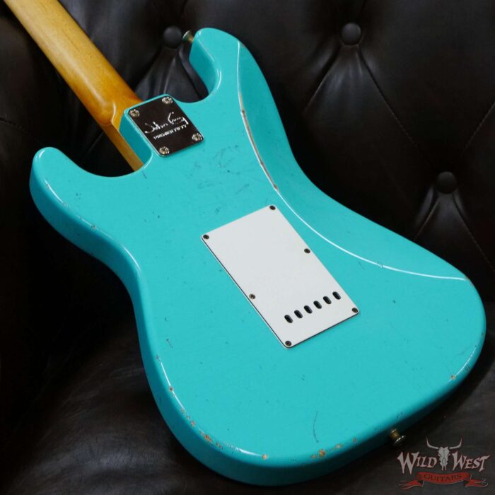 John Cruz Custom Guitars Premier Fifty Crossville ST Regal Turquoise with India Ivory Strip - Image 11