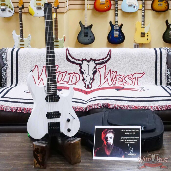 Jim Root Collection Kiesel Vader 6 Satin White Headless Electric Guitar - Image 5