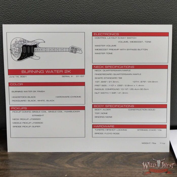James Tyler USA Studio Elite Burning Water 2K Floyd Rose Maple Fingerboard with Midboost Preamp - Image 12