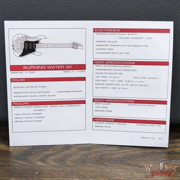 James Tyler USA Studio Elite Burning Water 2K Rosewood Board Matching Headstock Midboost Preamp Humbucker Split - Image 12