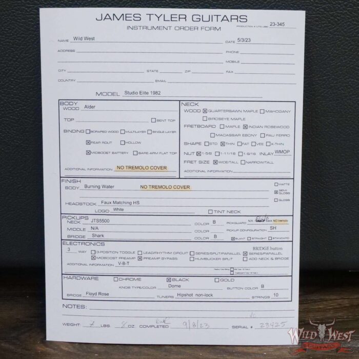 James Tyler USA Studio Elite “1982” Floyd Rose Maple Neck Rosewood Fingerboard Burning Water - Image 13