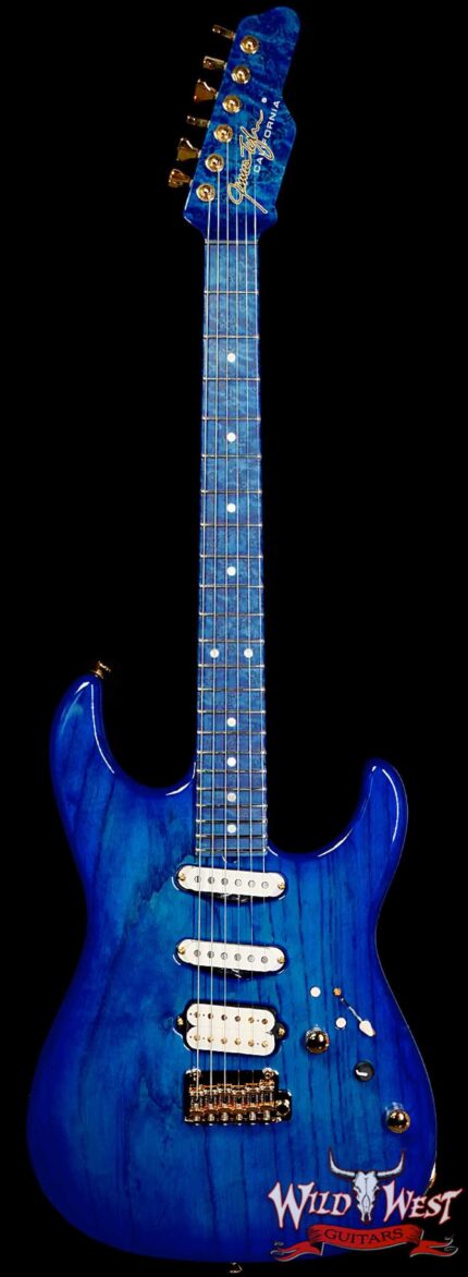James Tyler USA Studio Elite HD 1-Piece Swamp Ash Body Birdseye Maple Neck Gloss Tinted Trans Royal Blue 6.90 LBS