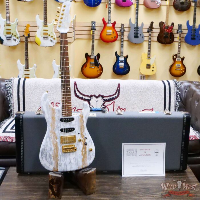 James Tyler USA Studio Elite HD HSS Rear Rout Brazilian Rosewood Fingeboard White Shmear with Gold Hardware - Image 6