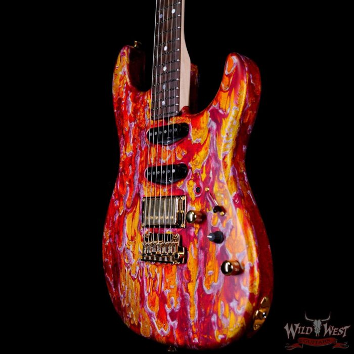 James Tyler USA Studio Elite HD HSS Midboost Preamp Rear Rout Faux Matching Headstock Gold Hardware Fire Shmear - Image 2