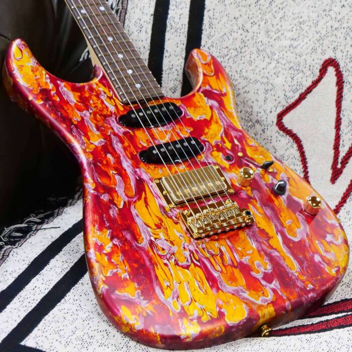 James Tyler USA Studio Elite HD HSS Midboost Preamp Rear Rout Faux Matching Headstock Gold Hardware Fire Shmear - Image 8