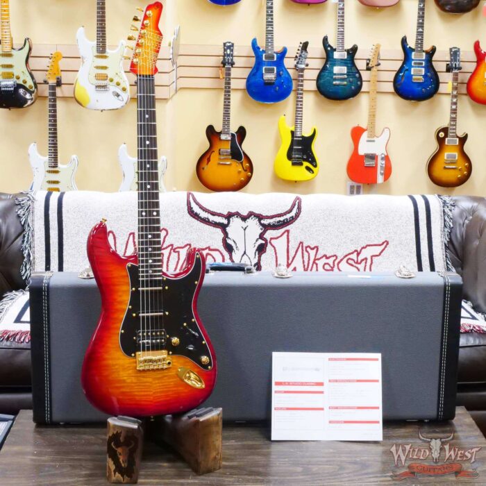 James Tyler USA L.A. Studio Classic HSS Midboost Preamp Ebony Fingerboard Quilted Maple Top Cherry Sunburst - Image 6