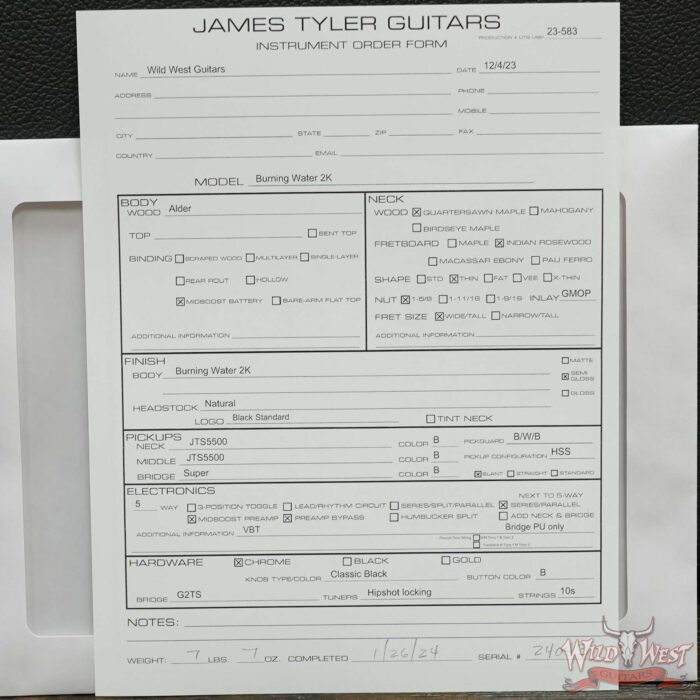 James Tyler USA Studio Elite Burning Water 2K HSS Quartersawn Maple Thin Neck with Rosewood Fingerboard 7.40 LBS - Image 13
