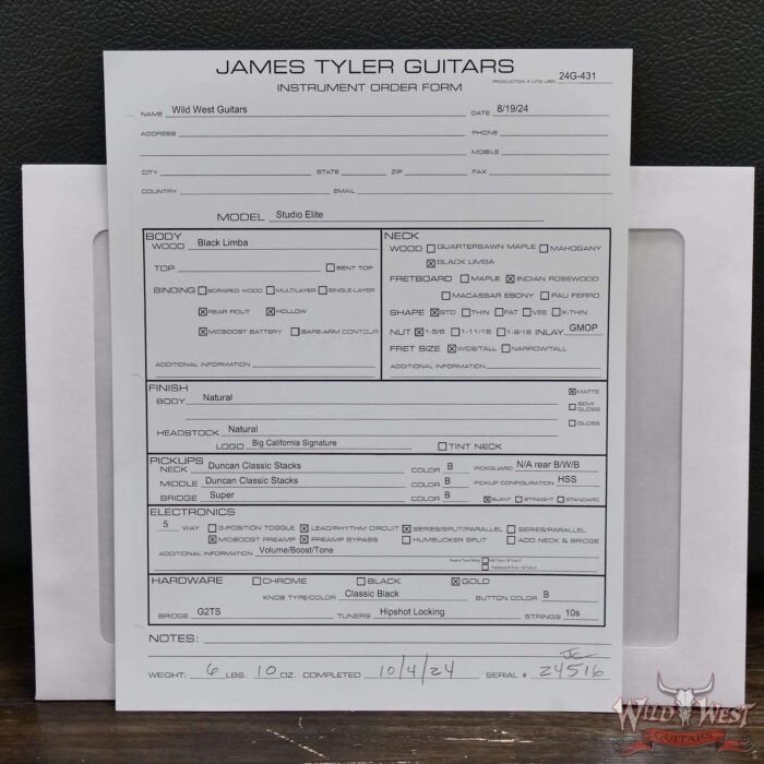 James Tyler USA Studio Elite HSS Rear Rout Black Limba Body & Neck Rosewood Fingerboard Matte Natural 6.60 LBS - Image 13