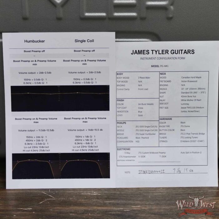 James Tyler JTG MK1 HSS Alder Body Maple Neck with Rosewood Fingerboard Jimburst 7.95 LBS - Image 12