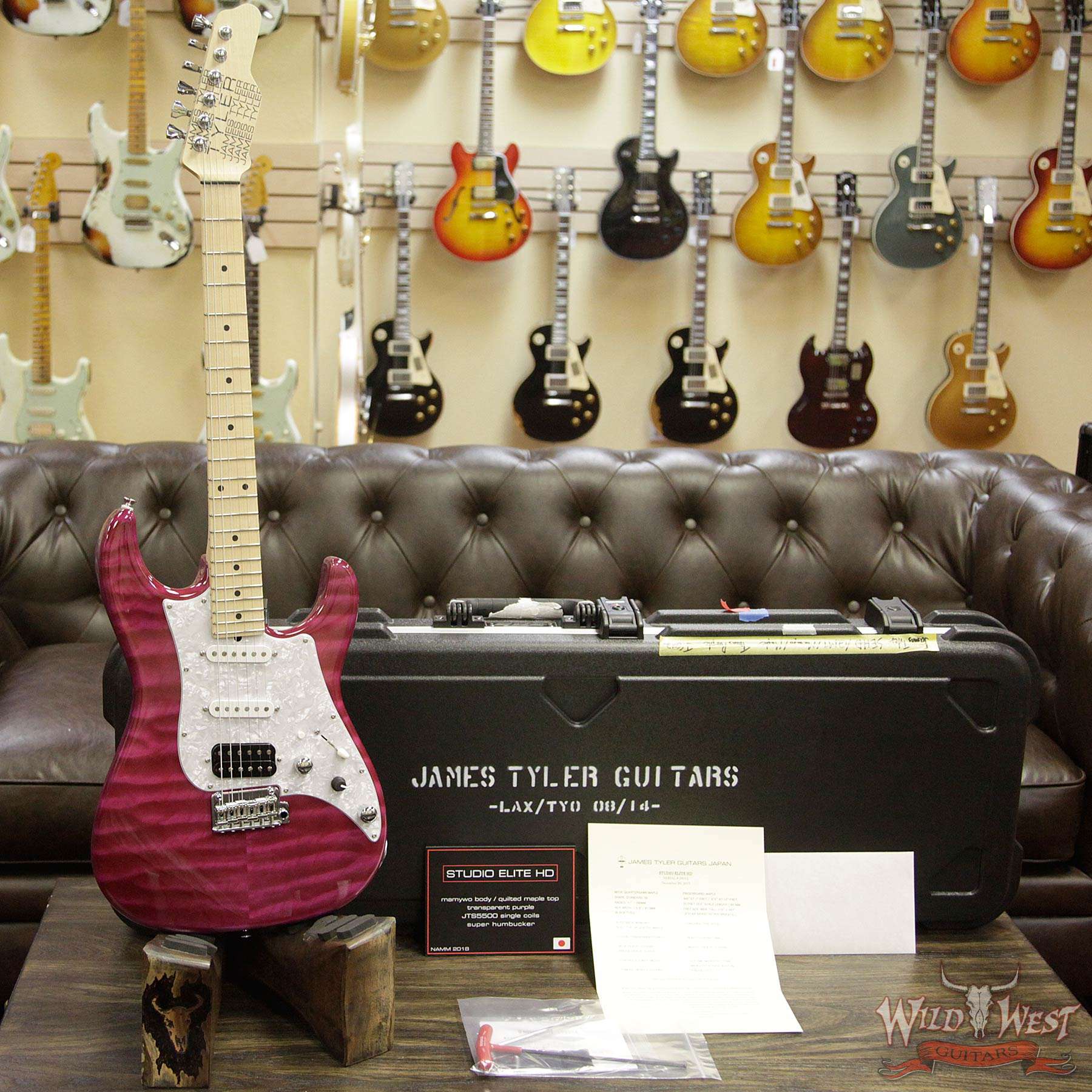 jtj-studioelitehd-transparentpurple-j8012-d1__wwg.jpg James Tyler 2018 NAMM Studio Elite HD w/ Midboost Preamp HSS Quilt Maple Top Transparent Purple - Image 8