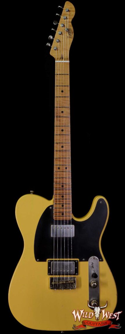 LsL T-Bone One Alder Body Roasted Flame Maple Neck Double Humbucker HH Medium Aging Butterscotch