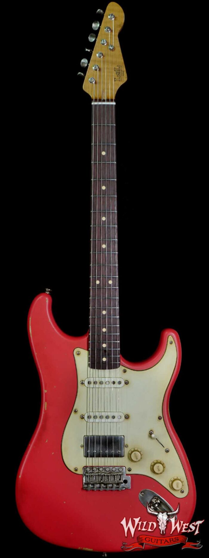LsL Saticoy One HSS Alder Body Roasted Flame Maple Neck Rosewood Fingerboard Medium Aged Matte Fiesta Red - Image 1
