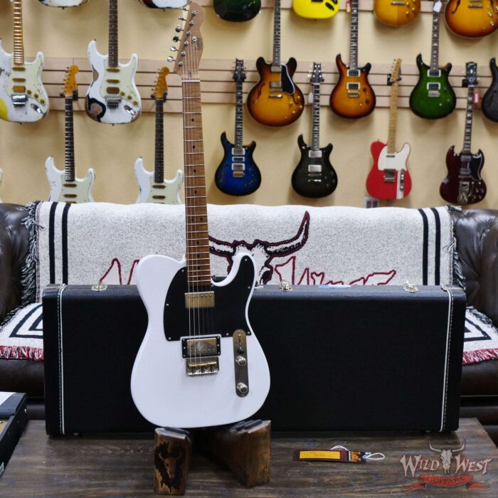 LsL T-Bone One HH Roasted Flame Maple Neck Double Humbucker Vintage White - Image 6