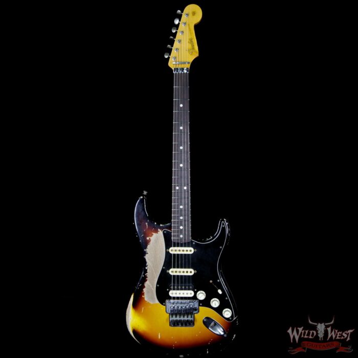 2018 Fender Custom Shop Masterbuilt John Cruz 1965 Stratocaster Relic Floyd Rose HSS 3 Tone Sunburst - Image 5