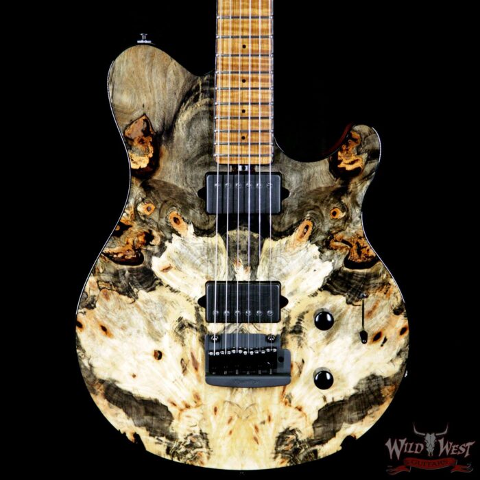 2018 Ernie Ball Music Man BFR Axis Super Sport Limited # 36 of 85 Buckeye Burl Top Roasted Flame Maple Neck Natural - Image 3