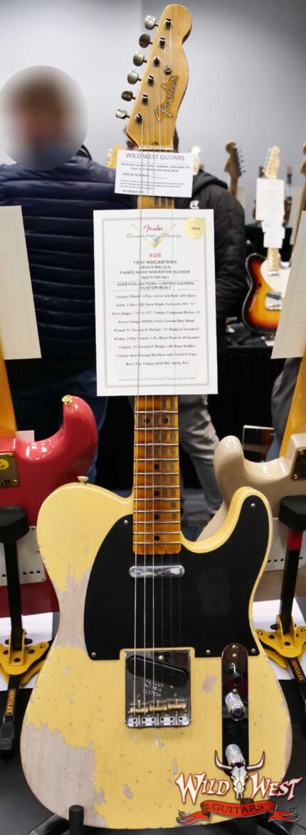 2025 NAMM FMIC #026 Fender Custom Shop 1951 Nocaster Heavy Relic Faded Aged Nocaster Blonde 6.70 LBS