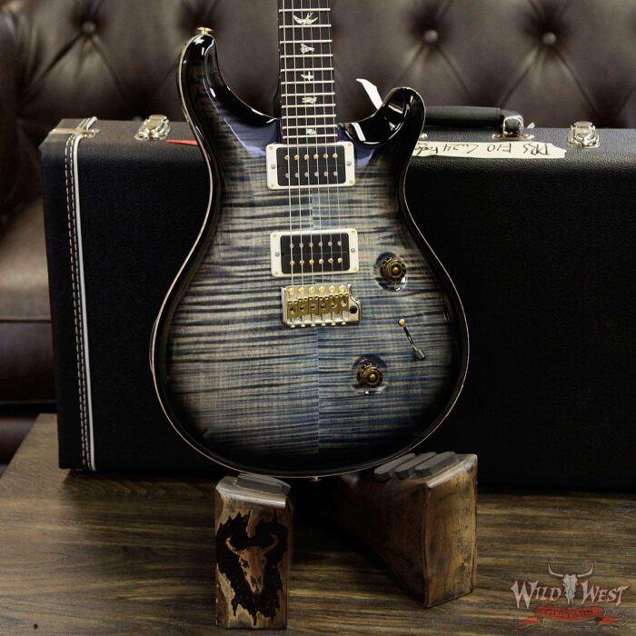 PRS 10 Top Flame Top Custom 24 East Indian Rosewood Fretboard Fade Whale Blue Smokeburst - Image 11