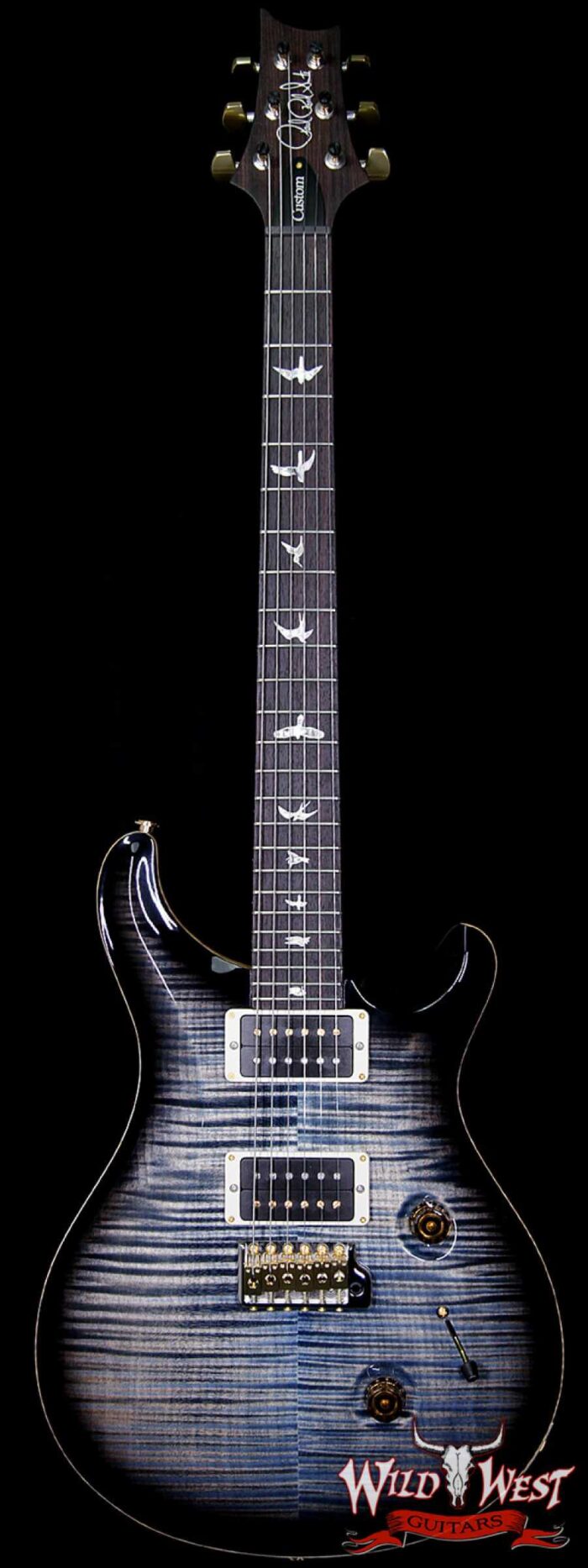 PRS 10 Top Flame Top Custom 24 East Indian Rosewood Fretboard Fade Whale Blue Smokeburst - Image 1