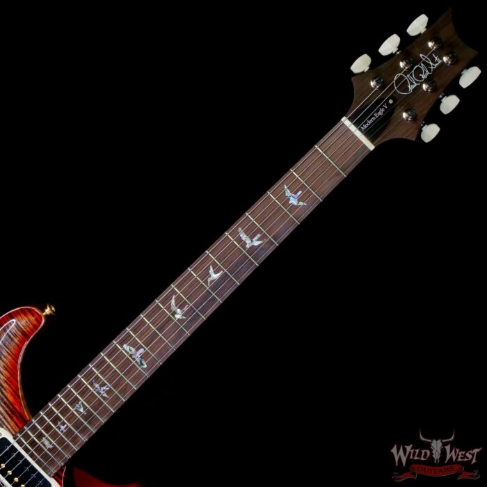 Paul Reed Smith PRS Wood Library 10 Top Modern Eagle V ME5 Flame Maple Neck Brazilian Rosewood Fingerboard Charcoal Cherry Burst 8.15 LBS (US Only / No International Shipping) - Image 4