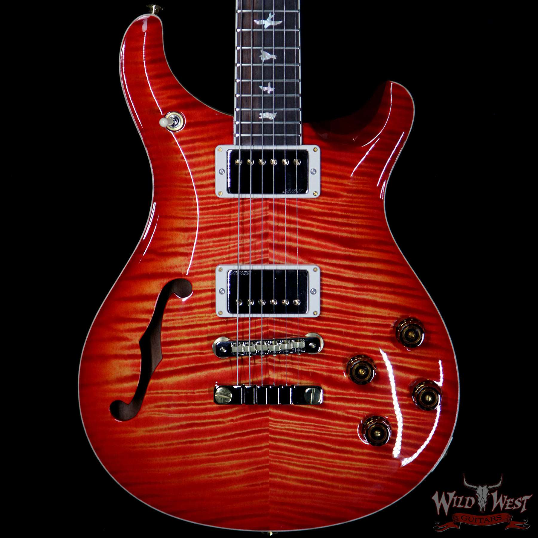prs-20th-594sh-284186-bf__wwg.jpg PRS Wild West Guitars 20th Anniversary Limited Run # 25 of 40 Wood Library Artist Package Semi-Hollow McCarty 594 Blood Orange - Image 3