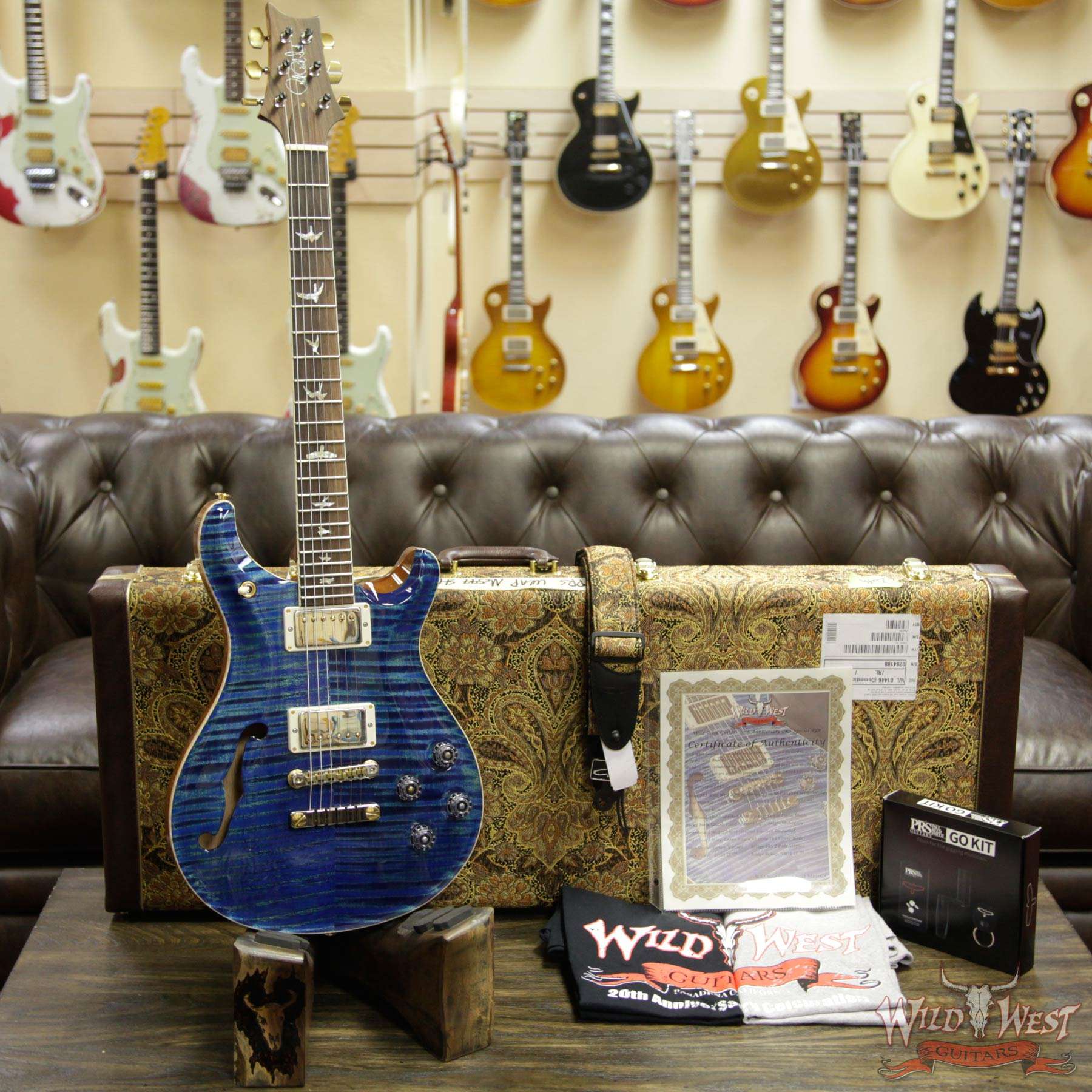 prs-20th-594sh-284188-d1__wwg.jpg PRS Wild West Guitars 20th Anniversary Limited Run # 27 of 40 Wood Library Artist Package Semi-Hollow McCarty 594 River Blue - Image 9