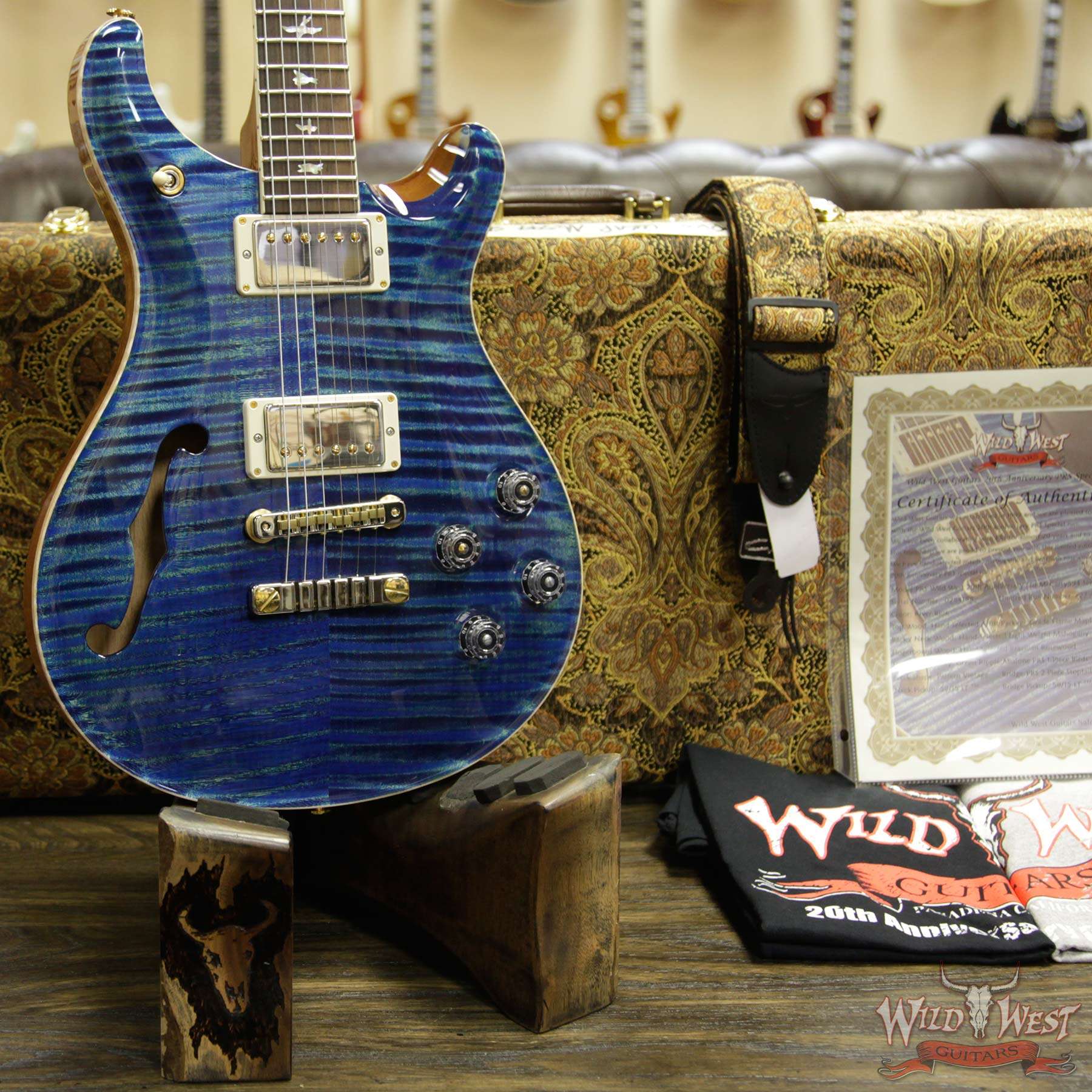 prs-20th-594sh-284188-d2__wwg.jpg PRS Wild West Guitars 20th Anniversary Limited Run # 27 of 40 Wood Library Artist Package Semi-Hollow McCarty 594 River Blue - Image 11
