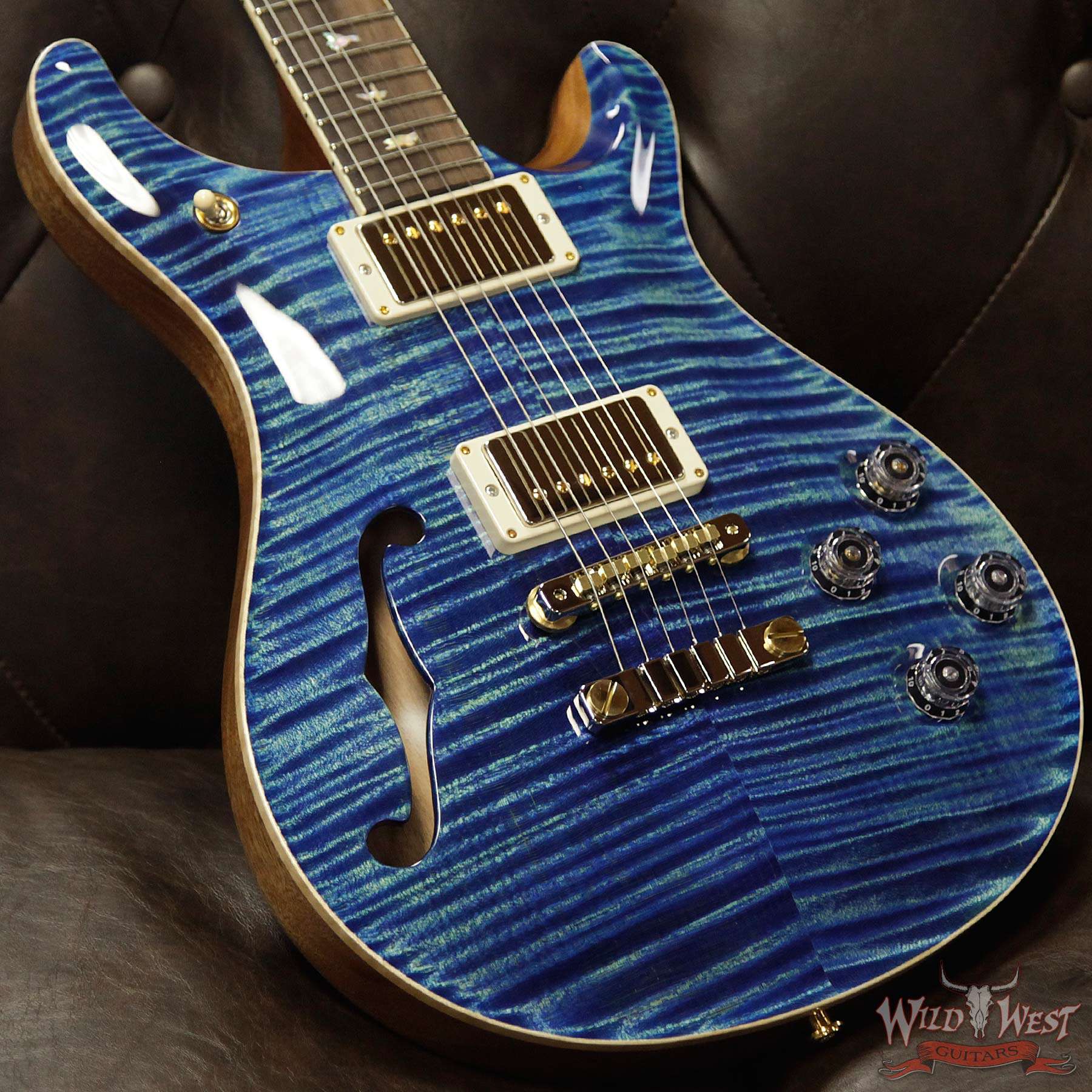 prs-20th-594sh-284188-d5__wwg.jpg PRS Wild West Guitars 20th Anniversary Limited Run # 27 of 40 Wood Library Artist Package Semi-Hollow McCarty 594 River Blue - Image 12