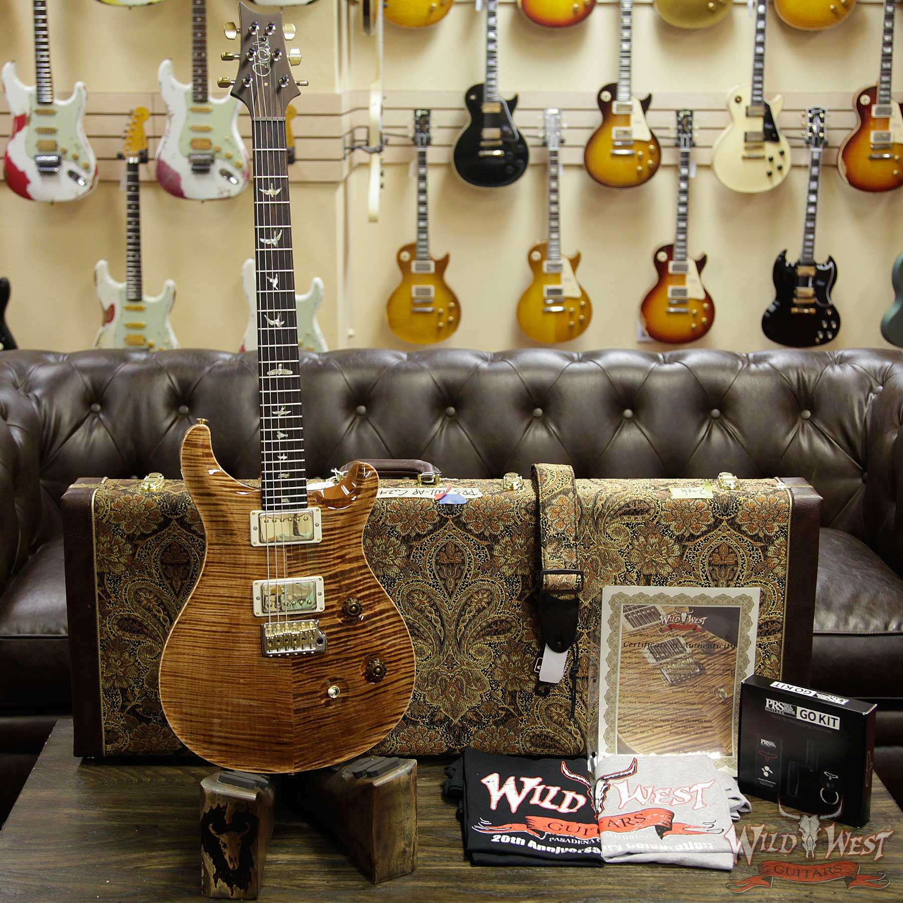 prs-20th-cu24fn-284678-d1__wwg.jpg PRS Wild West Guitars 20th Anniversary Limited Run # 33 of 40 Wood Library Artist Package Custom 24 Flame Maple Neck Copperhead - Image 11