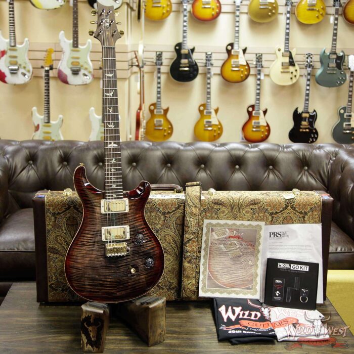 PRS Wild West Guitars 20th Anniversary Limited Run # 31 of 40 Wood Library Artist Package Custom 24 Flame Maple Neck Charcoal Cherry Burst - Image 11