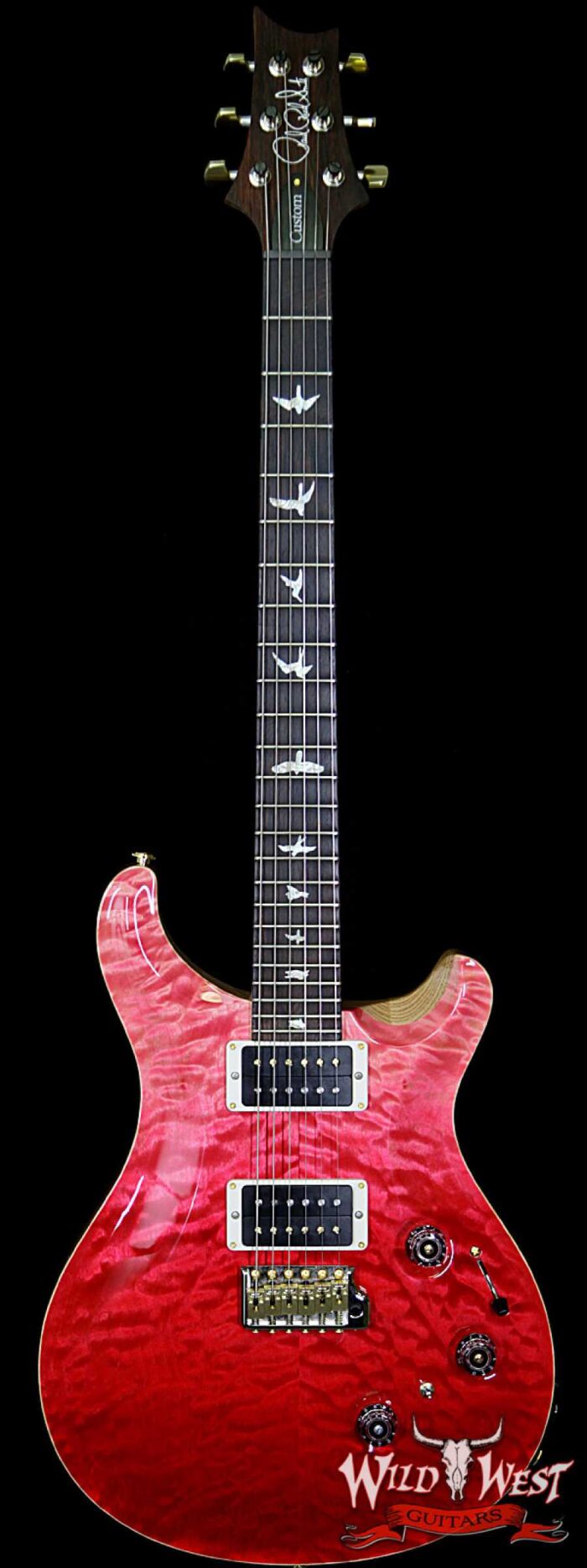 PRS Wood Library 10 Top Custom 24 Piezo Quilt Maple Top Flame Neck Brazilian Rosewood Board Bonnie Pink Fade - Image 1