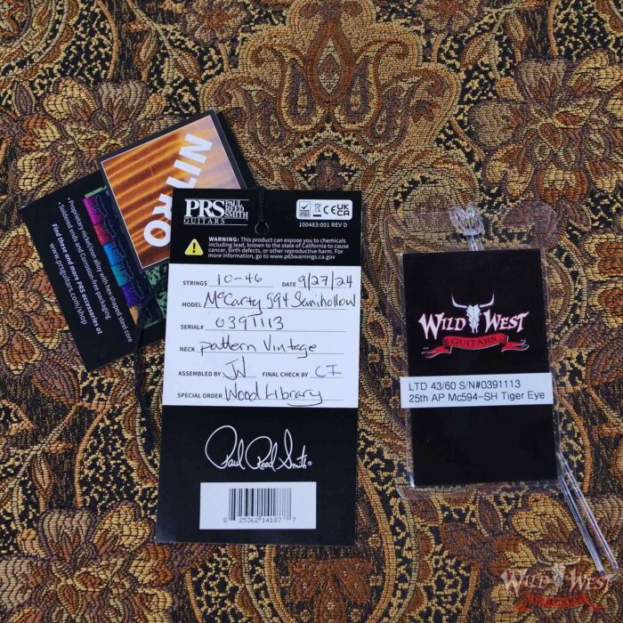 PRS Wild West Guitars 25th Anniversary Limited Run Wood Library Artist Package McCarty 594 Semi-Hollow Tiger Eye (Private Stock Color) 7.05 LBS (US Only / No International Shipping) - Image 13