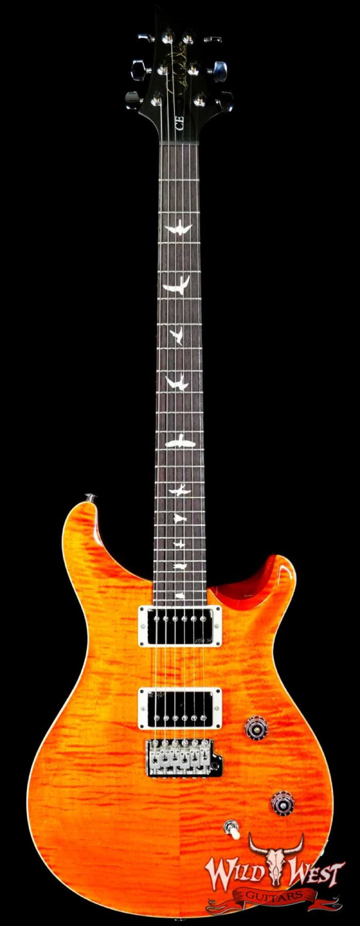 Paul Reed Smith PRS Wild West Guitars Special Run CE 24 Painted Black Neck 57/08 Pickups Orange 7.55 LBS - Image 1