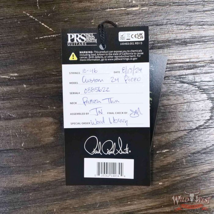 PRS Wild West Guitars 25th Anniversary Limited Run Wood Library Artist Package Custom 24 Piezo Laguna (Private Stock Color) 8.10 LBS (US Only / No International Shipping) - Image 12
