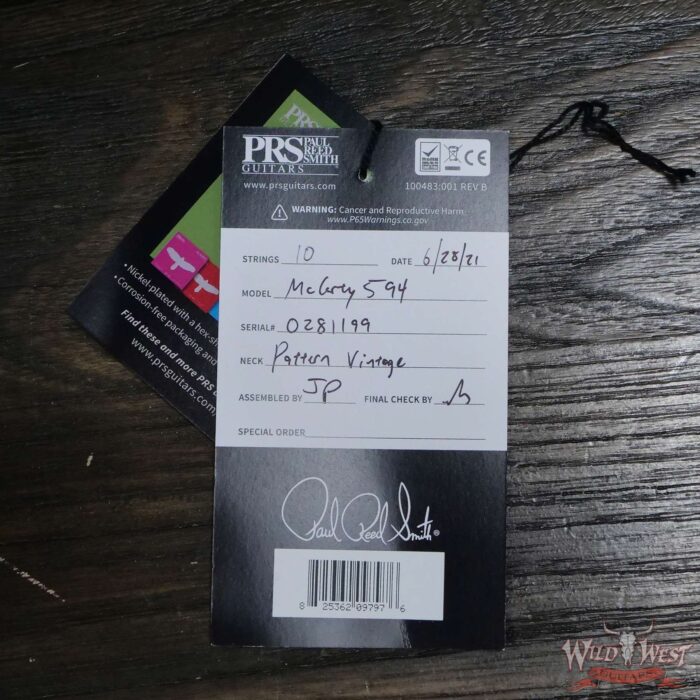 Paul Reed Smith PRS Core McCarty 594 Ebony Fingerboard Solid Black - Image 9