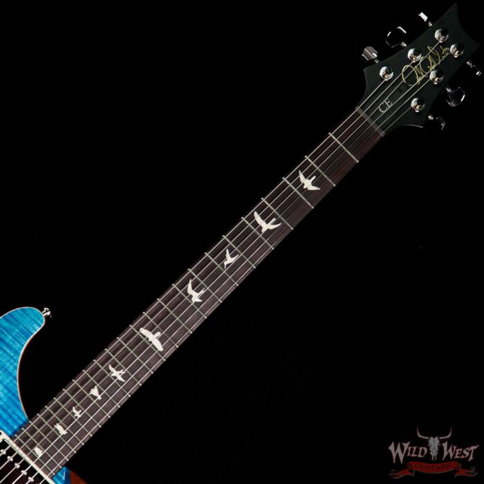 PRS Wild West Guitars Special Run CE 24 Flame Top Painted Neck 57/08 Pickups Blue Matteo - Image 4