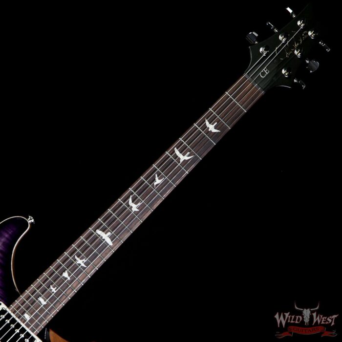 PRS Wild West Guitars Special Run CE 24 Flame Top Painted Neck 57/08 Pickups Gray Black Purple Burst 290170 - Image 5