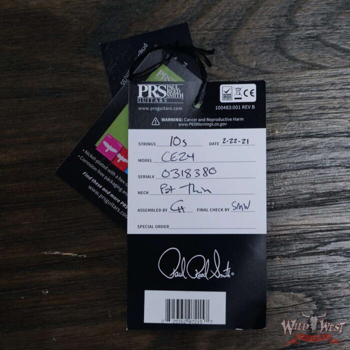 Paul Reed Smith PRS Wild West Guitars Special Run Flame Top Black Neck CE 24 Faded Grey Black Blue Burst 318380 - Image 11