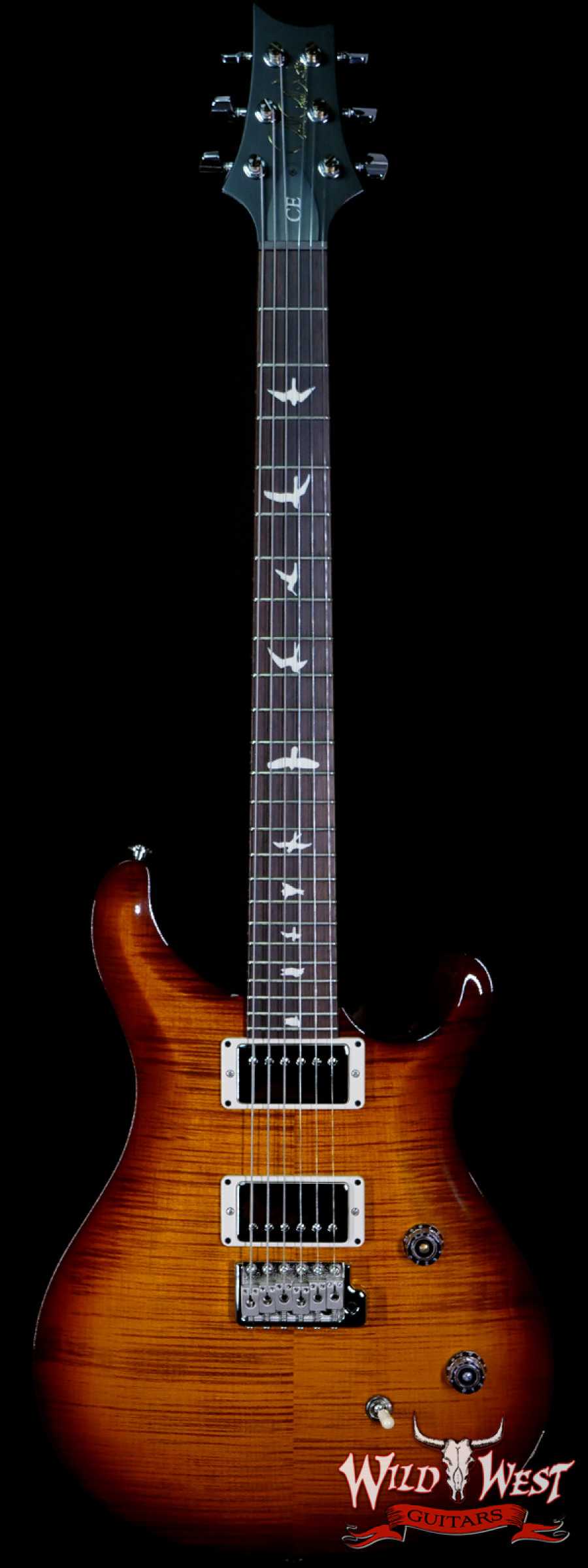 prs-ce24-322360-main__wwg_large.jpg PRS Wild West Guitars Special Run Flame Top Black Neck CE 24 57/08 Pickups Violin Amber Burst 322360 - Image 1