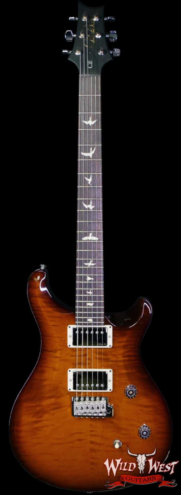 Paul Reed Smith PRS Wild West Guitars Special Run CE 24 Painted Black Neck 57/08 Pickups Violin Amber Sunburst 7.95 LBS - Image 1