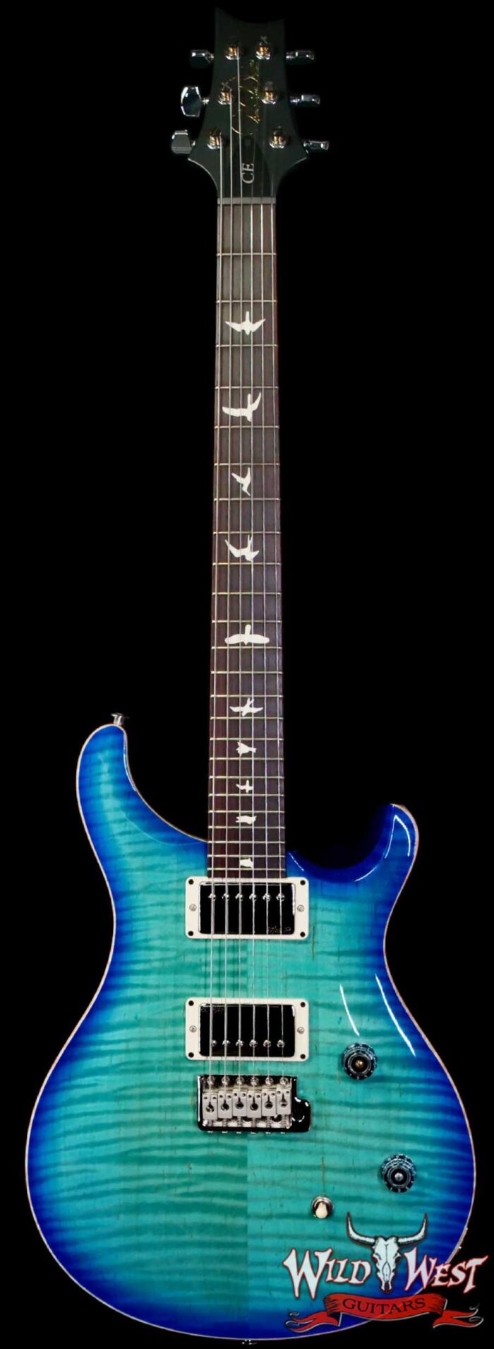 Paul Reed Smith PRS Wild West Guitars Special Run CE 24 Painted Black Neck 57/08 Covered Pickups Makena Blue 7.75 LBS - Image 1
