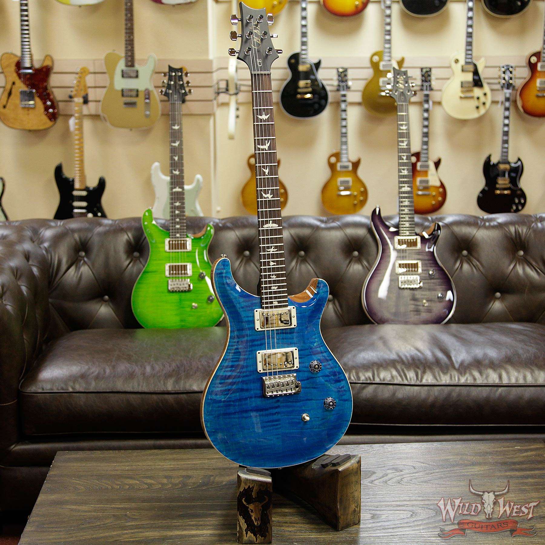 prs-ce24-bluematteo-288746-d1__wwg.jpg PRS Wild West Guitars Special Run CE 24 Flame Top Painted Neck 57/08 Pickups Blue Matteo 288746 - Image 5