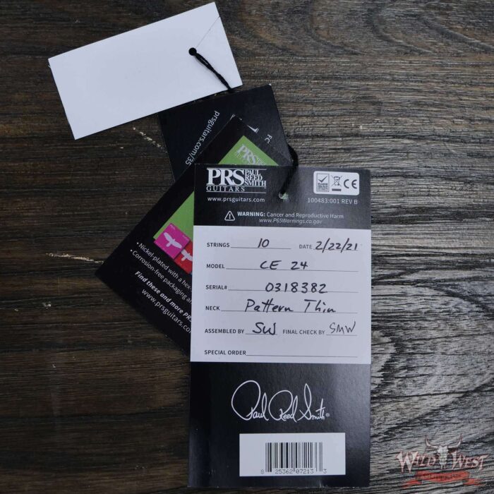 PRS Wild West Guitars Special Run Flame Top Black Neck CE 24 Faded Gray Black Cherry Burst 318382 - Image 11