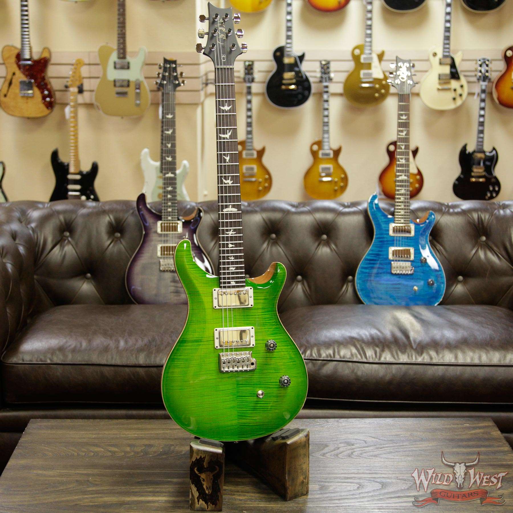 prs-ce24-erizaverde-292922-d1__wwg.jpg Paul Reed Smith PRS Wild West Guitars Special Run CE 24 Flame Top Painted Neck 57/08 Pickups Eriza Verde 292922 - Image 5