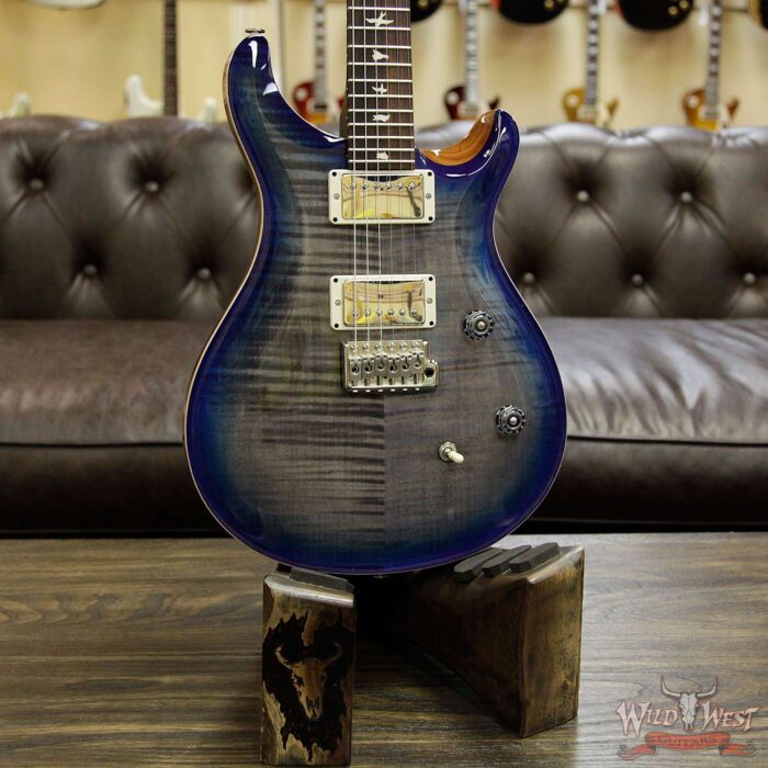 PRS Wild West Guitars Special Run CE 24 Flame Top 57/08 Pickups Faded Grey Black Blue Burst 244785 - Image 9