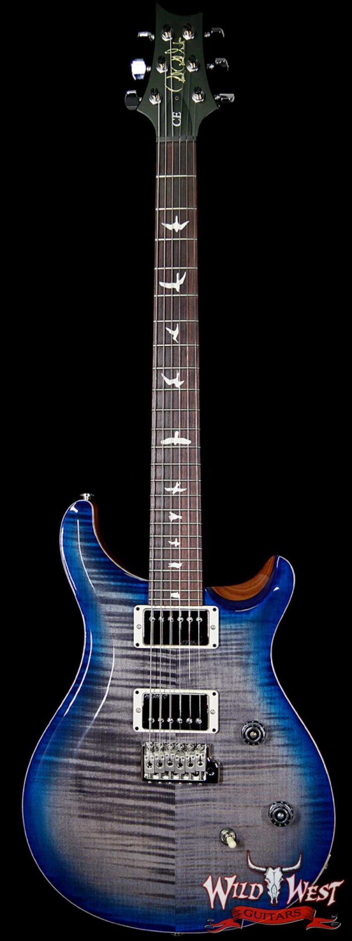 PRS Wild West Guitars Special Run CE 24 Flame Top 57/08 Pickups Faded Grey Black Blue Burst 244785 - Image 1
