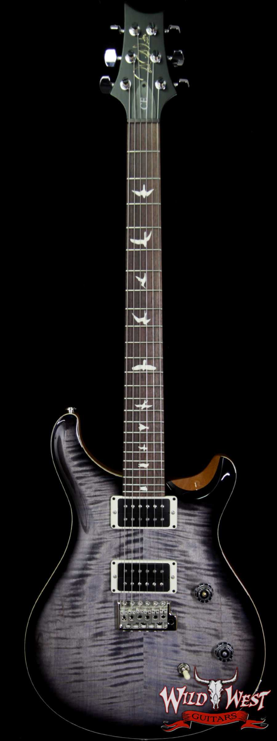 prs-ce24-fdgbblkburst-250897-main__wwg_large.jpg Paul Reed Smith PRS WWG Special Run CE 24 Flame Maple Top 85/15 Pickups Faded Gray Black Black Burst 250897 - Image 1