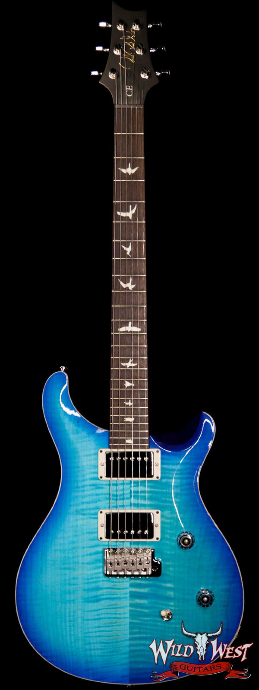 prs-ce24-makenablue-290165-main__wwg_large.jpg PRS Wild West Guitars Special Run CE 24 Flame Top Painted Neck 57/08 Pickups Makena Blue 290165 - Image 1