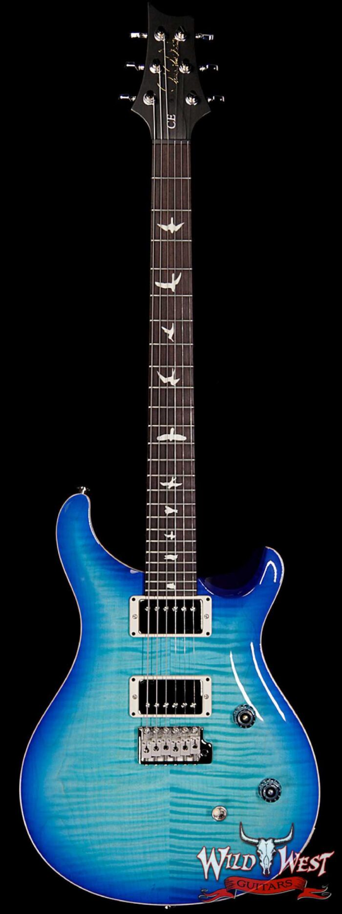 PRS Wild West Guitars Special Run CE 24 Flame Top Painted Neck 57/08 Pickups Makena Blue 286740 - Image 1