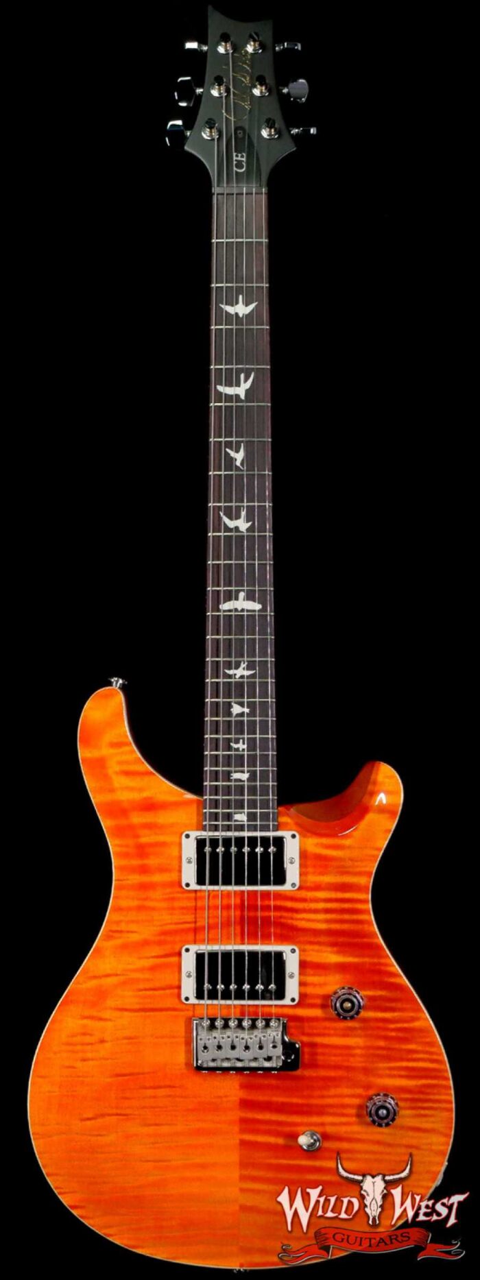 Paul Reed Smith PRS Wild West Guitars Special Run Flame Top Black Neck CE 24 Orange - Image 1